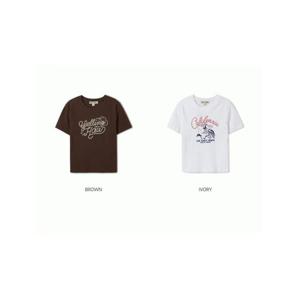 [후아유] 여성용 골지 웨스턴 그래픽 크롭 반팔티/ Ribbed Western Graphic T-shirt WHRAF2521F