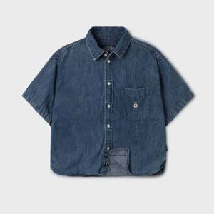 [후아유]여성 Steve Denim Crop Short Sleeve Shirts WHYJF2522F