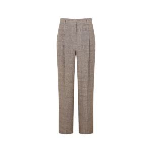 [캐리스노트]23년 봄 여름 데일리룩 린넨 체크 와이드 팬츠 다크베이지 CN3MPA401-GB