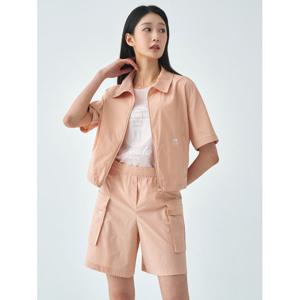 [지센]스판 스탠카라 반소매 셋업 점퍼 LSJPO471_PE