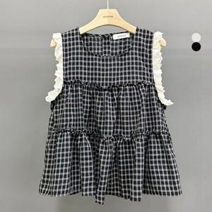 [헤레이스]레이스 배색 블라우스_YMSH25SS787