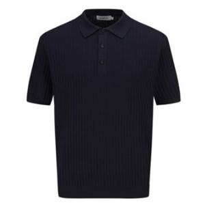 [25SS] 네이비 워셔블 미라쿨 세로조직 반팔 카라티 ADF2ET1904