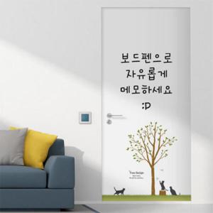 아트박스/꾸밈 ii018-칠판현관문시트지_고양이와나무