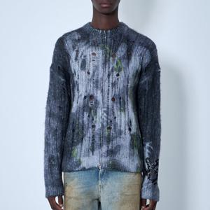 25 FW Printed 올오버 디스트레스트 프린트 라운드넥 집업 스웨터 B60356 900