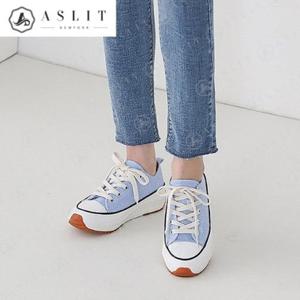 [애슬릿] 여성 샤틴 패브릭 키높이 통굽 스니커즈 3cm
