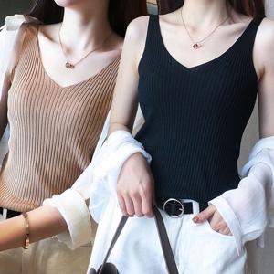 여름티셔츠 여성 브이넥 디자인 골지 슬림 민소매 USK-299