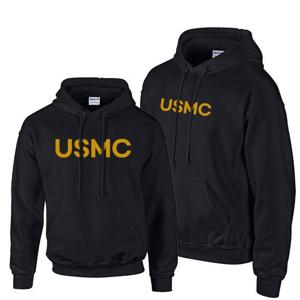 [에이치플러스몰]기모 후드티 블랙 옐로우 USMC