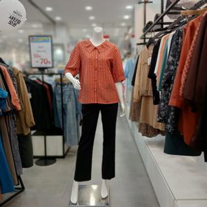 [샤트렌]HCEFBL205 체크 카라턱 블라우스