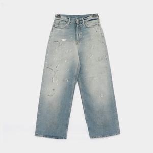 아크네 25FW 페인팅 빈티지 블루 와이드 데님 여성 팬츠 C00096 228