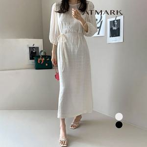 ATMARK 7부퍼프스퀘어롱원피스+스트랩SET_AA56OP001G