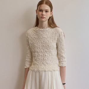 Crinkle three-quarter sleeve top - Cream [BE25FATP002CR]