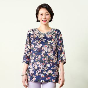 [마담엘레강스] 퓨리티 인견 블라우스 네이비 K252BL14