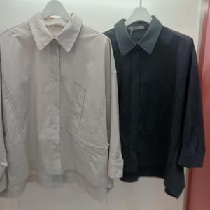 Destijl HC06 스판 짧은 루즈핏 언발 절개 아우터 쟈켓형 7부 남방셔츠블라우스 D2531bl50