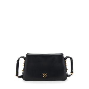 PINKO Black Shoulder Bag with Love Birds Diamond Cut Plaque on the Front and Adjustable Shoulder Strap in Leather Woman 105883A0QOZ99Q