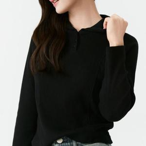 잠뱅이 HC09 여성 골지 스냅 버튼 후드스림 긴팔 티셔츠 APWTL557BK