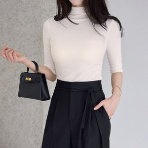 [모리스커밍홈] 반하이넥 5부소매 레이온 티셔츠_M2509TS097C