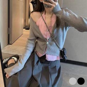가디건 카디건 볼레로 아우터 투칼라 숄더끈 브이넥 URD-352