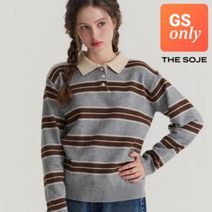 더 소재 [GS단독] 여성 카라 스트라이프 단가라 니트 3컬러 (SJK25003)
