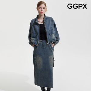 GGPX  빈티지 워싱 데님 자켓 앤 스커트 셋업 (GP9ST011F)