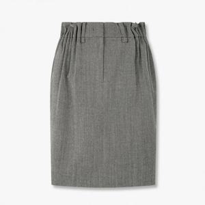 보브  (7115335808) 셔링 디테일 울 미디 스커트