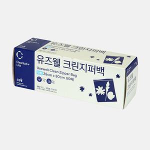 크린랩 유즈웰 크린지퍼백 L 25x30cm 50매 비닐지퍼백 지퍼백 투명지퍼백 다용도지퍼백 일회용지퍼백 지퍼