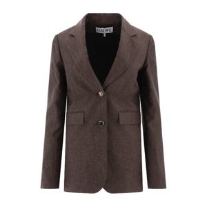 로에베 플랩 포켓 테일러드 리넨 재킷 S540Y03XA23110 BROWN