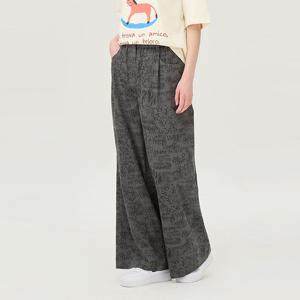 [베네통] 레오파드 레터링 와이드 팬츠_BAPTF1561GR