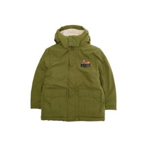 KENZO KIDS Green Coat with Fixed Hood and Logo Printed on the Front in Tech Fabric Boy K6138764T