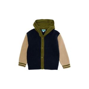 KENZO KIDS Multicolor Ribbed Cardigan with Maxi Logo on the Back in Cotton and Wool Blend Boy K61417V82