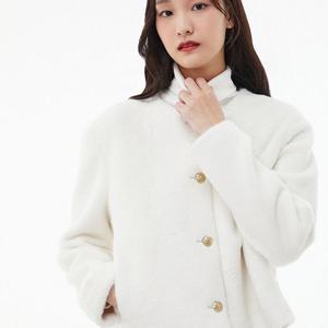 [랩]MARIOAP4FJA61 골드 버튼 라운드 넥 페이크퍼 자켓