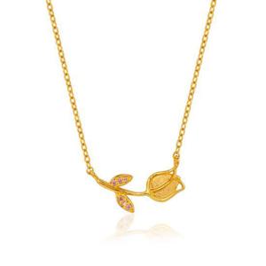 [한국금다이아몬드] 여자 순금 목걸이 체인 큐빅 로즈 24K 3.75g 18K장식