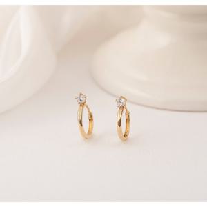 미니골드 14K 베이직큐빅 링귀걸이(12mm) ECPM4108