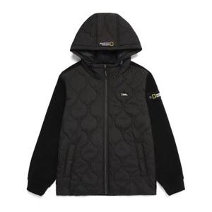 N224MFT030 소재 믹스 하이브리드 퀼팅 변형 패딩 자켓 BLACK