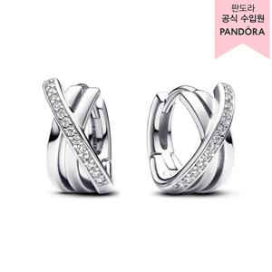 [판도라(주얼리)][백화점 보증서 제공]크로스오버 파베 후프 이어링_293150C01