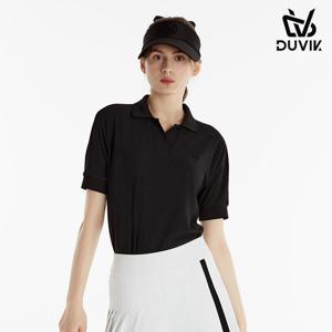 [듀빅]듀빅 여성 가오리핏 오픈카라 반팔티셔츠 DE1WTS112BK