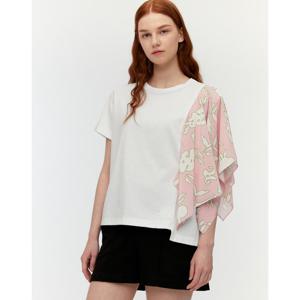 라움 여성  클리어런스RAUM WOMEN 핑크 소재배색 면 반팔티셔츠 RPTS3E933P1