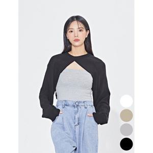 [위시드]앞 트임 볼레로 크로스 라운드 니트 (WIACNT003)