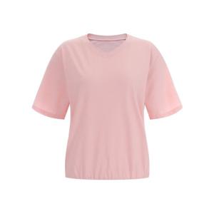 [샵앤]바이오워싱 국산 여성 V넥 밑단 밴딩 면 100 반팔 티셔츠 DAI-WSH-12055-핑크