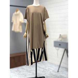[애티쉬]언발란스 배색 롱원피스 BOP1R773