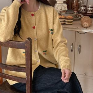 샵앤) 여성 라운드넥 꽃 6컬러 가디건 CAT-WCD-3838-딥그린