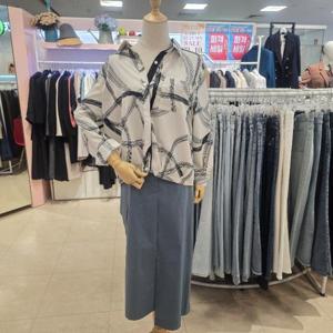 오프리미츠 HC26 50%+20%모던베이직  패턴프린트  카라넥 핀턱 긴팔 블라우스남구홈플러스 B24BL2A01