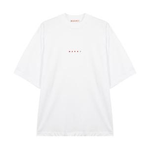 마르니 로고 코튼 반팔 여성 티셔츠 THJE0263P1 USCS87 L1W01 WHITE