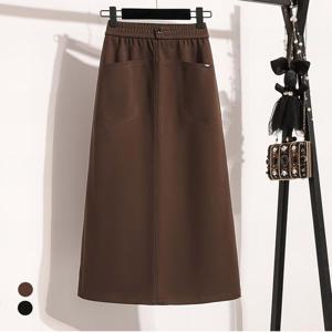 [카라]KARRA (77까지)미니가죽라벨밴딩스커트_A4W0128