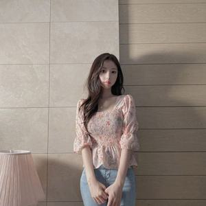 카마빙 여자 셔링 스모크 블라우스 SH-500273