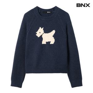 [비엔엑스]라운드넥 레글런 자수 니트 (BW4KP020L0)