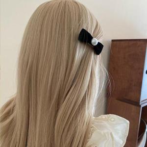 고급스러운 벨벳 기본 리본 디자인 미니 진주 집개핀