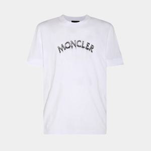 몽클레어 남성 레터링 자수 로고 반팔 티셔츠 화이트 8C00002 89A17 001