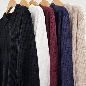 [시드마켓]꽈배기카라단추넥니트티 412T499S 빅사이즈 여성
