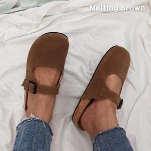 [멜팅브라운] 여성 데일리 버클 블로퍼 스웨이드 뮬 블로퍼