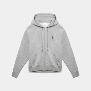 아미 남성 하트 로고 코튼 후드 집업 자켓 애쉬 그레이 USW415 747 0951